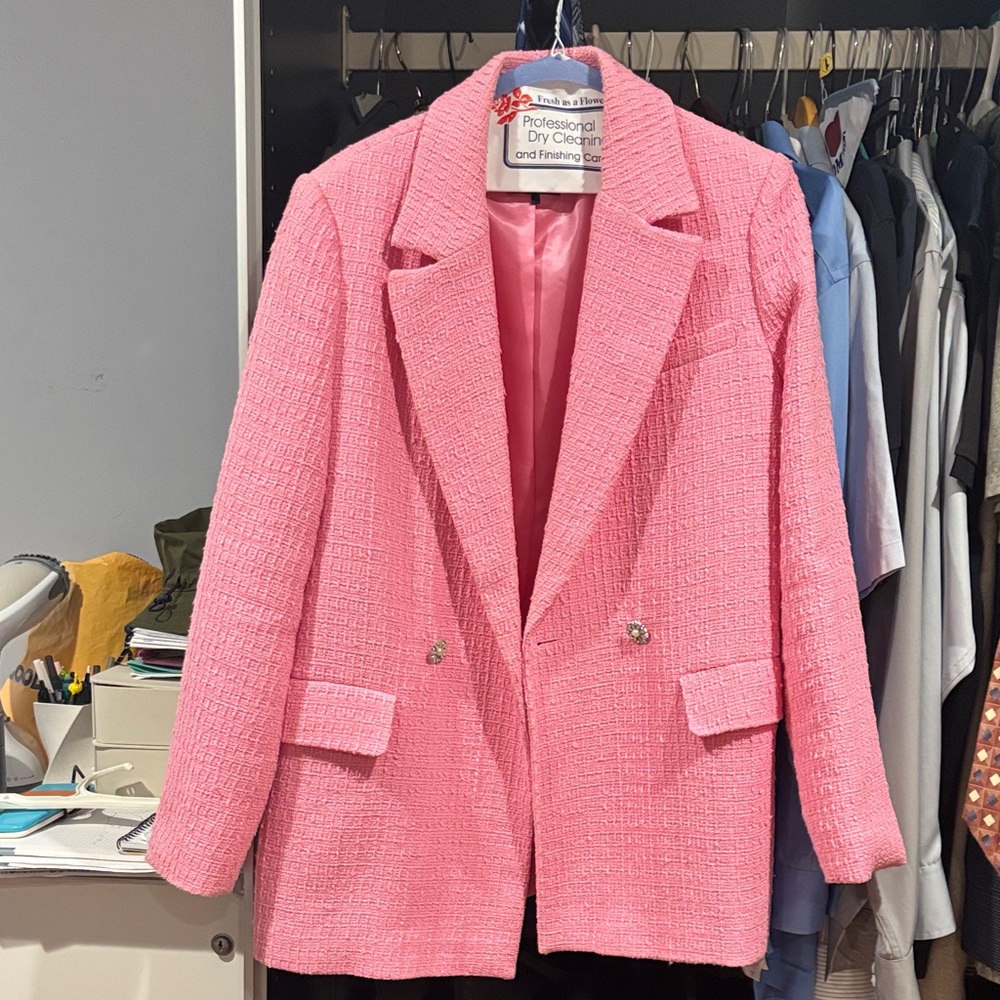 Zara Pink Textured Blazer